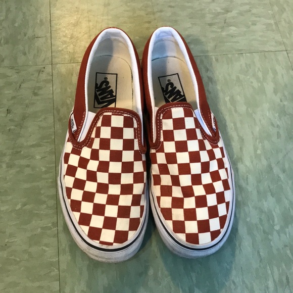 vans slip on checkerboard picante